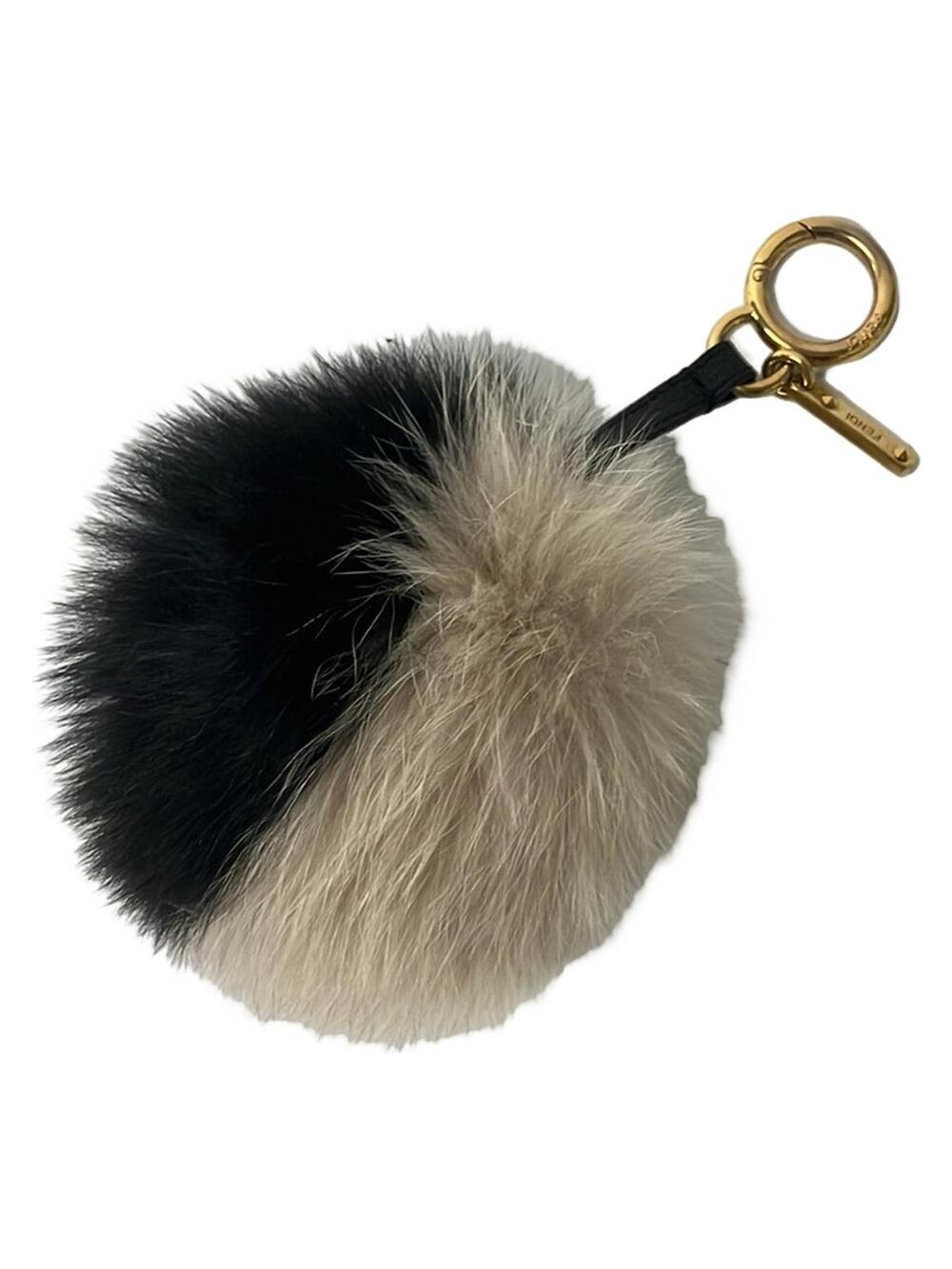 Fendi Pompom Charm Black Beige Fur #288655F20B